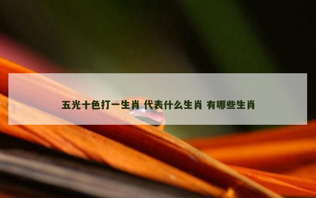 五光十色打一生肖 代表什么生肖 有哪些生肖