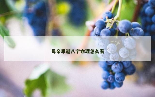 母亲早逝八字命理怎么看