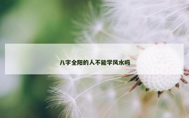 八字全阳的人不能学风水吗