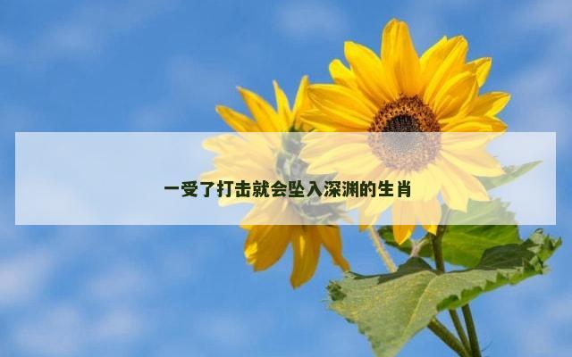 一受了打击就会坠入深渊的生肖