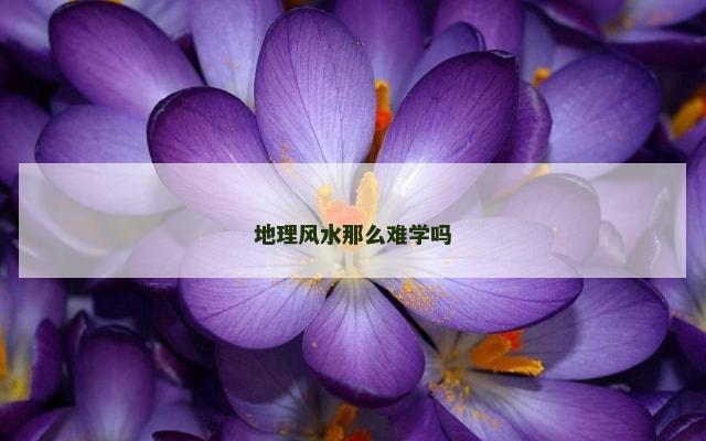 地理风水那么难学吗