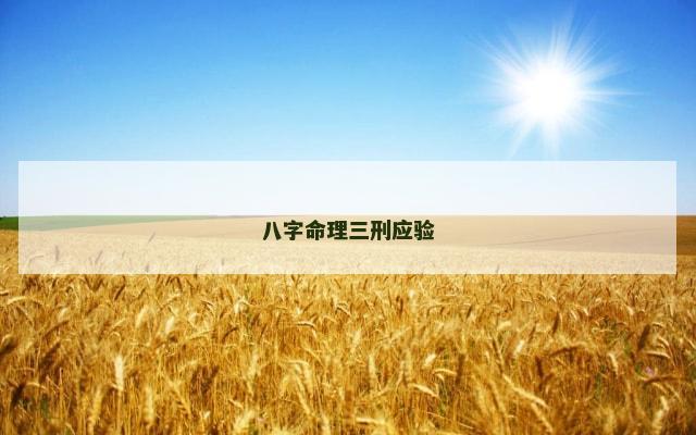 八字命理三刑应验