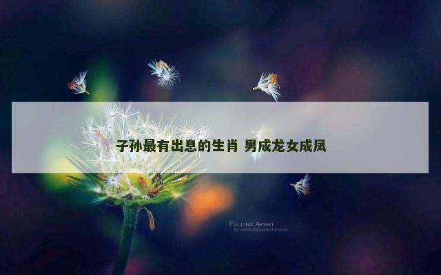 子孙最有出息的生肖 男成龙女成凤