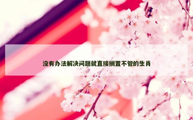 没有办法解决问题就直接搁置不管的生肖