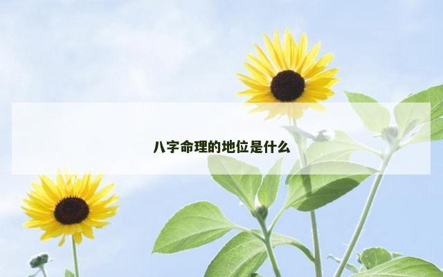 八字命理的地位是什么