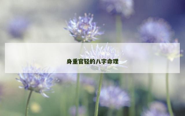 身重官轻的八字命理