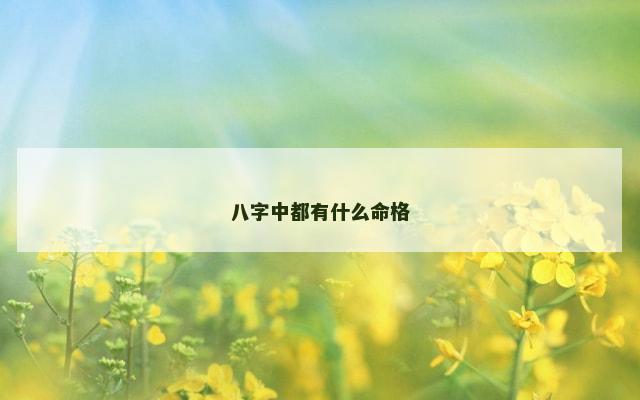 八字中都有什么命格