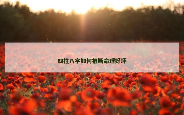 四柱八字如何推断命理好坏