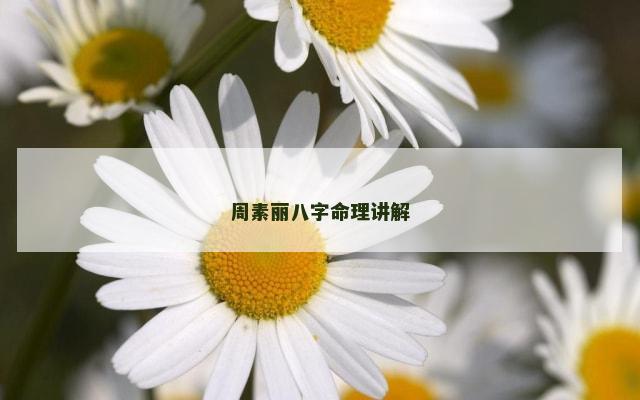 周素丽八字命理讲解
