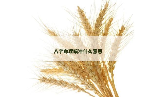 八字命理暗冲什么意思