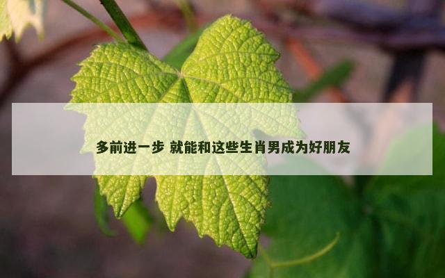 多前进一步 就能和这些生肖男成为好朋友