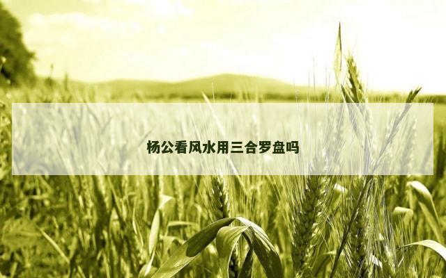 杨公看风水用三合罗盘吗