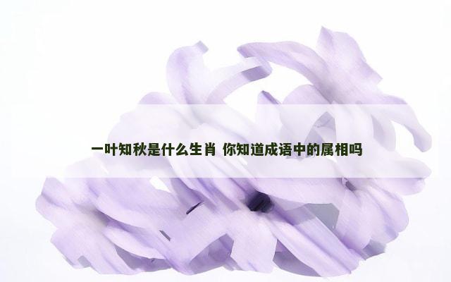 一叶知秋是什么生肖 你知道成语中的属相吗