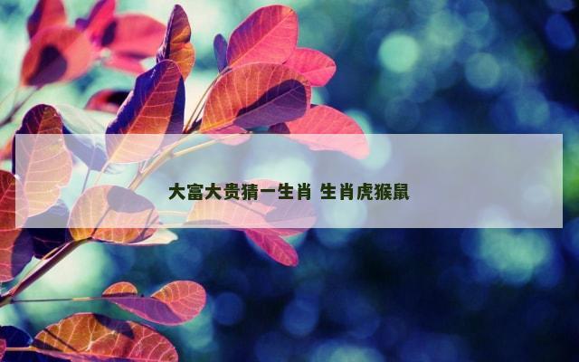 大富大贵猜一生肖 生肖虎猴鼠