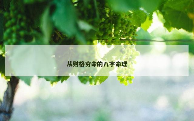 从财格穷命的八字命理