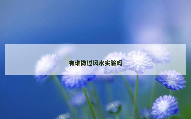 有谁做过风水实验吗