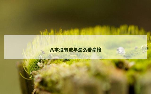 八字没有流年怎么看命格