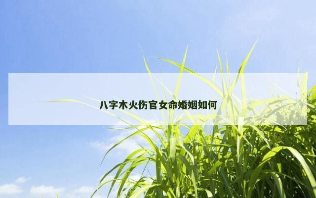 八字木火伤官女命婚姻如何