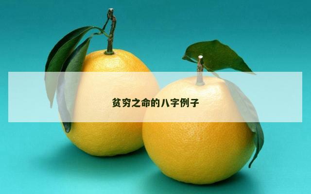 贫穷之命的八字例子