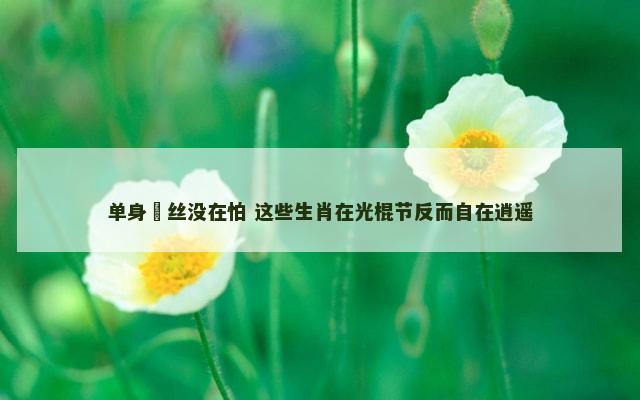 单身屌丝没在怕 这些生肖在光棍节反而自在逍遥
