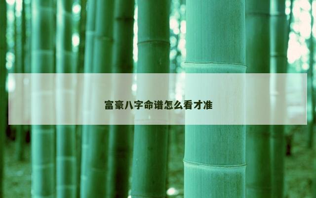 富豪八字命谱怎么看才准