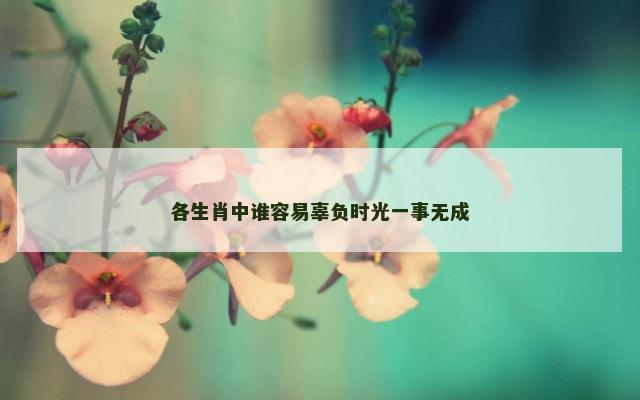 各生肖中谁容易辜负时光一事无成