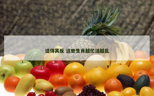 适得其反 这些生肖越忙活越乱