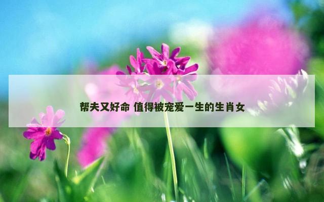 帮夫又好命 值得被宠爱一生的生肖女