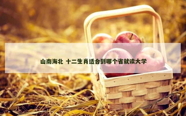 山南海北 十二生肖适合到哪个省就读大学