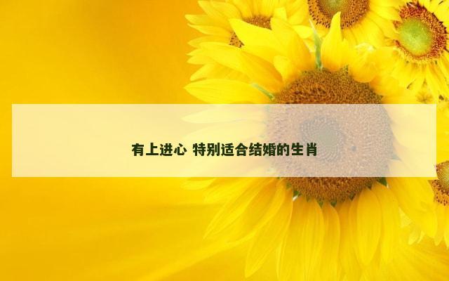 有上进心 特别适合结婚的生肖