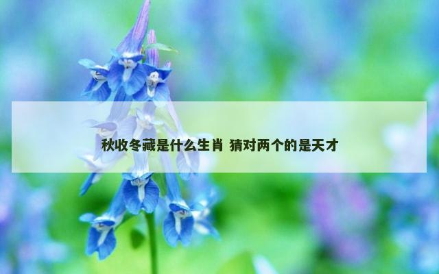 秋收冬藏是什么生肖 猜对两个的是天才