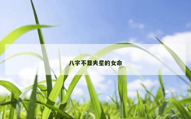 八字不显夫星的女命