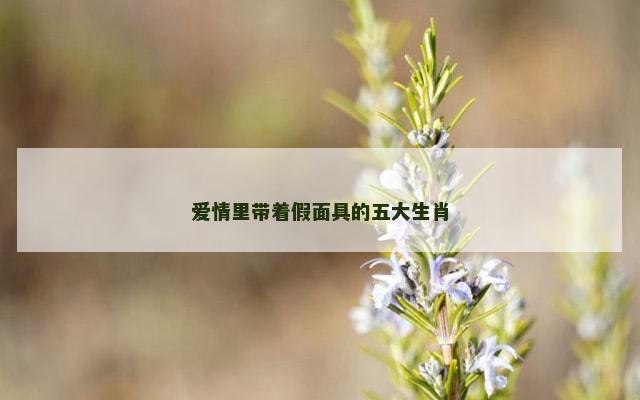 爱情里带着假面具的五大生肖