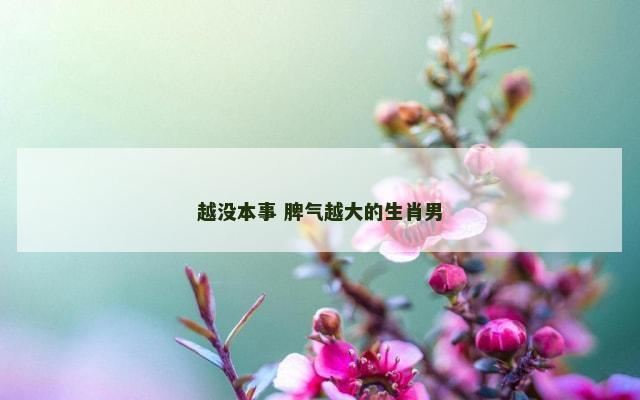 越没本事 脾气越大的生肖男
