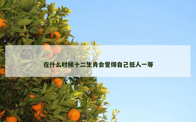 在什么时候十二生肖会觉得自己低人一等