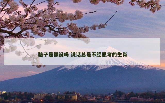 脑子是摆设吗 说话总是不经思考的生肖