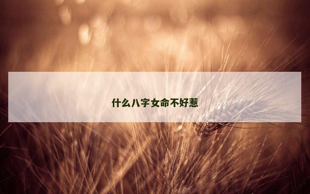 什么八字女命不好惹