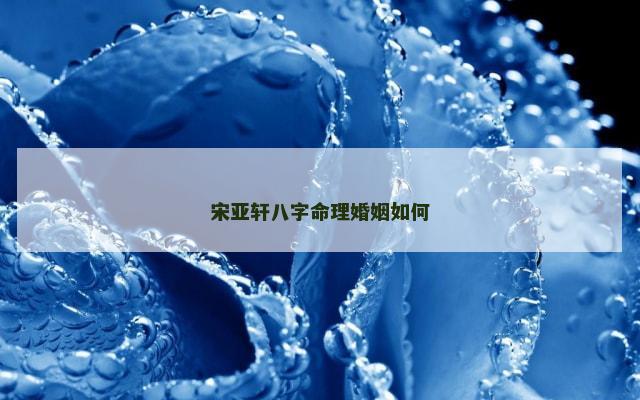 宋亚轩八字命理婚姻如何