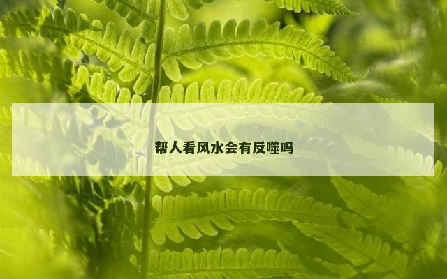 帮人看风水会有反噬吗