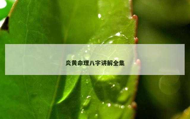 炎黄命理八字讲解全集