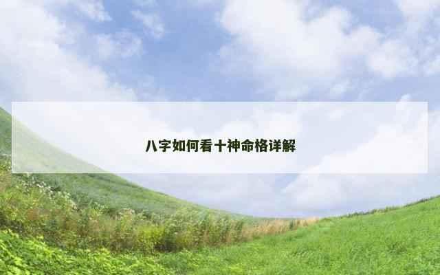 八字如何看十神命格详解