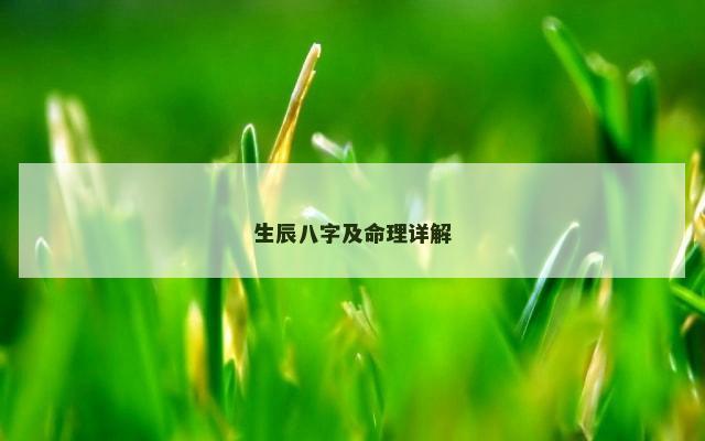 生辰八字及命理详解