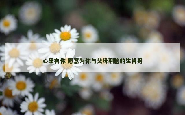 心里有你 愿意为你与父母翻脸的生肖男