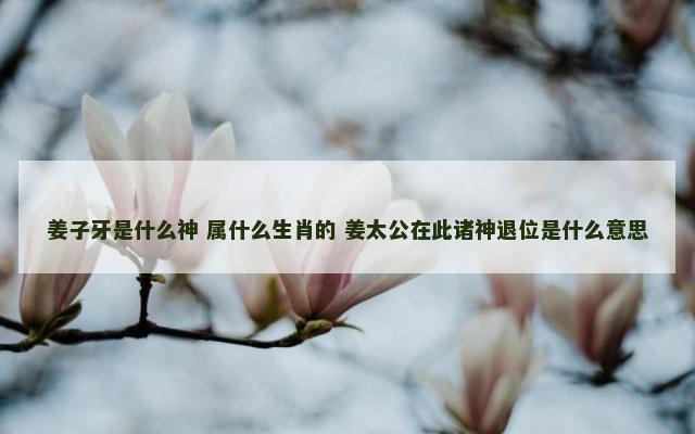 姜子牙是什么神 属什么生肖的 姜太公在此诸神退位是什么意思