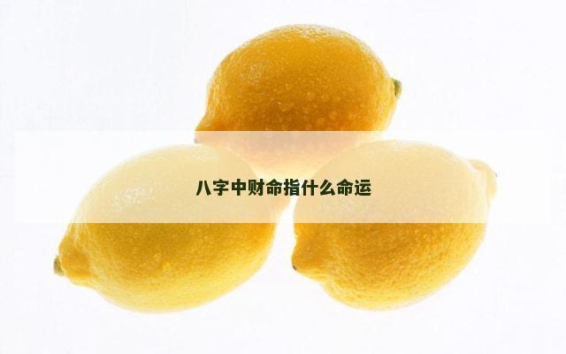 八字中财命指什么命运
