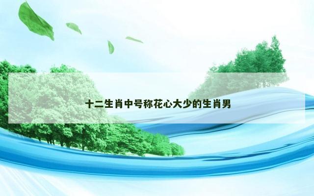 十二生肖中号称花心大少的生肖男