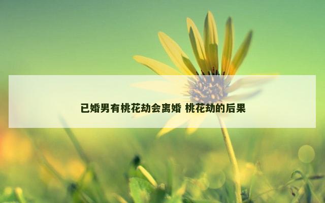 已婚男有桃花劫会离婚 桃花劫的后果