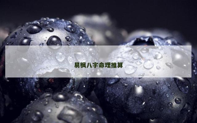 易枫八字命理推算