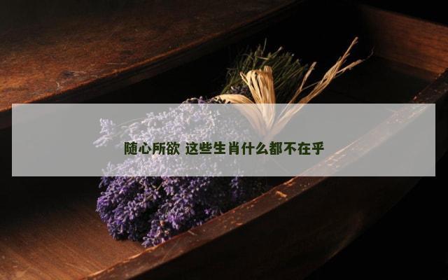 随心所欲 这些生肖什么都不在乎