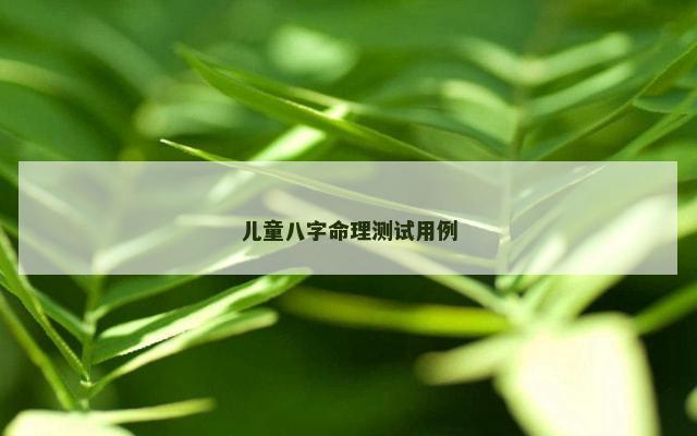儿童八字命理测试用例